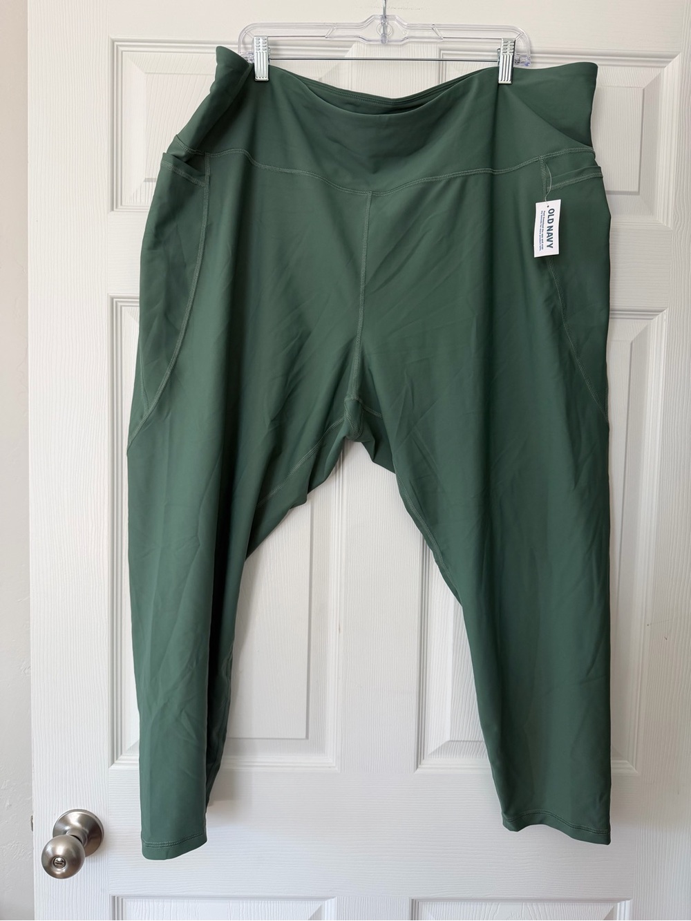 NWT Old Navy PowerSoft High-Rise 7/8 Leggings 4X Green Pockets Go-Dry
